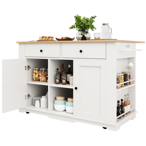 Carrinho de cozinha de mdf com 2 portas e 2 gavetas,branco