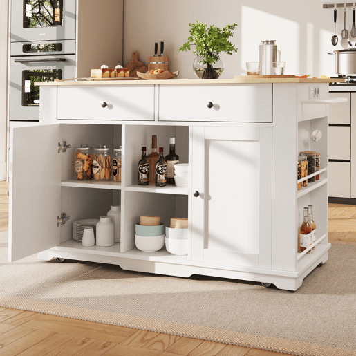 Carrinho de cozinha de mdf com 2 portas e 2 gavetas,branco