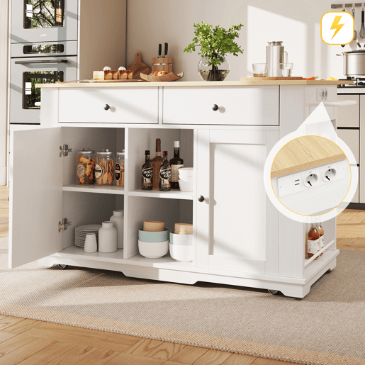Carrinho de cozinha de mdf com 2 portas e 2 gavetas,branco