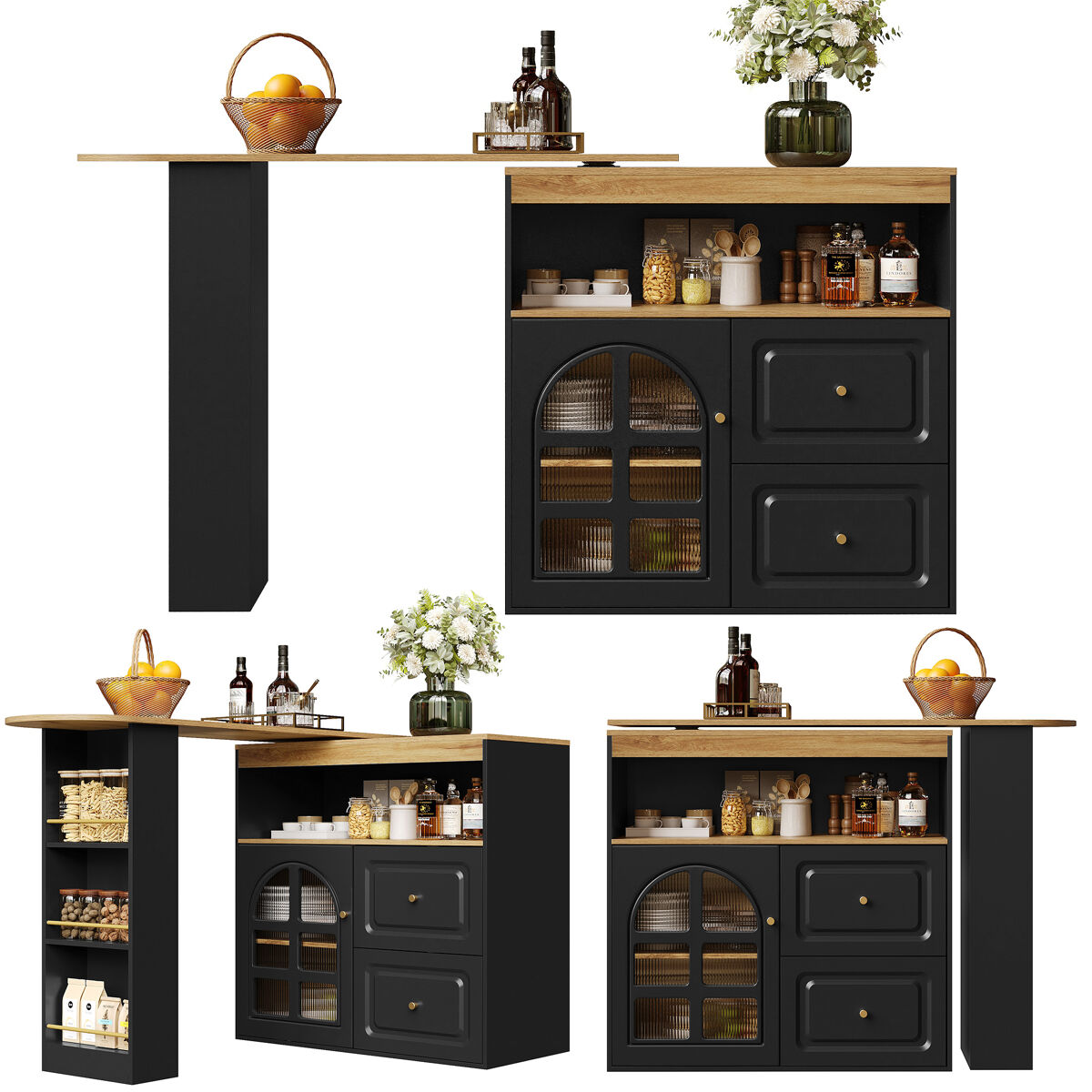 Mesa de bar extensible giratoria 204x39