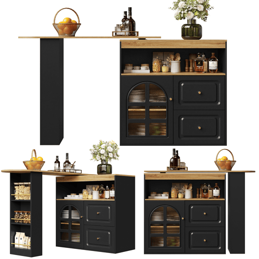 Mesa de bar extensível giratória de mdf,preto Mesa de bar extensível giratória de mdf,preto