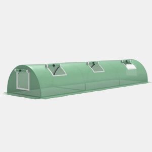 Outsunny Estufa de Exterior 300x80x45 cm Estufa de Jardim com 5 Janelas de Rede Enroláveis, Estrutura em Aço e Cobertura de PE 140gm² Anti-UV para Cultivo de Plantas e Flores Verde