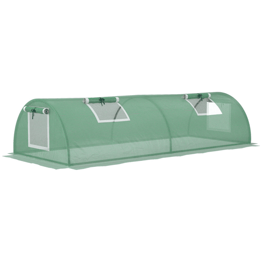 Outsunny Estufa de Exterior, 200x80x45 cm Estufa de Jardim com 4 Janelas de Rede Enroláveis Estrutura em Aço e Cobertura de PE 140gm² Anti-UV para Cultivo de Plantas e Flores Verde