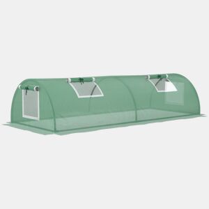 Outsunny Estufa de Exterior, 200x80x45 cm Estufa de Jardim com 4 Janelas de Rede Enroláveis Estrutura em Aço e Cobertura de PE 140gm² Anti-UV para Cultivo de Plantas e Flores Verde
