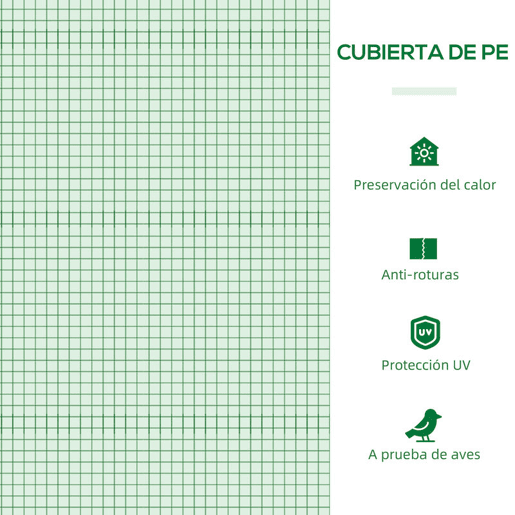 Outsunny Estufa de Exterior, 200x80x45 cm Estufa de Jardim com 4 Janelas de Rede Enroláveis Estrutura em Aço e Cobertura de PE 140gm² Anti-UV para Cultivo de Plantas e Flores Verde