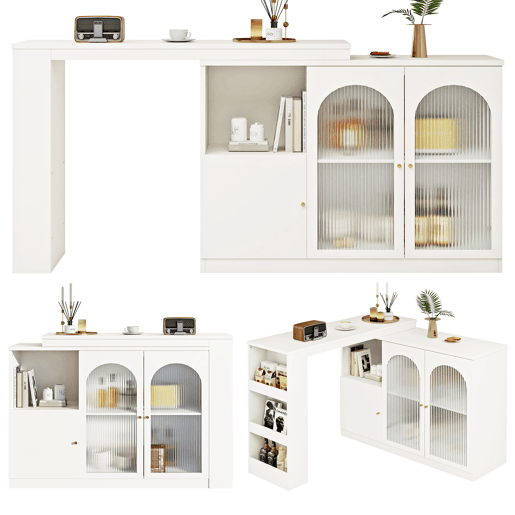 Mesa de bar extensível giratória de mdf,branco Mesa de bar extensível giratória de mdf,branco