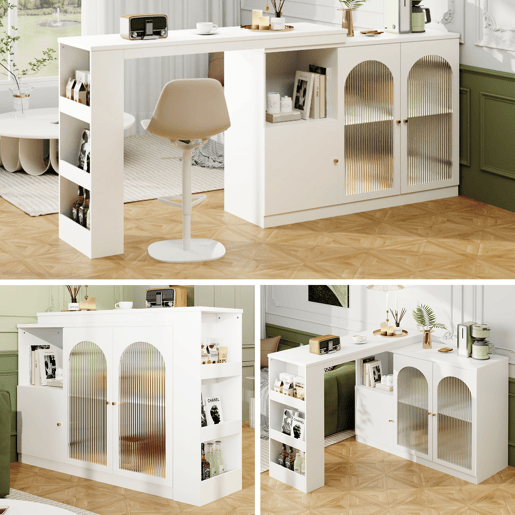Mesa de bar extensível giratória de mdf,branco Mesa de bar extensível giratória de mdf,branco