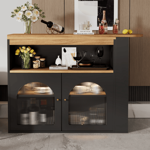 Mesa de bar extensível giratória de mdf com luz led,preto