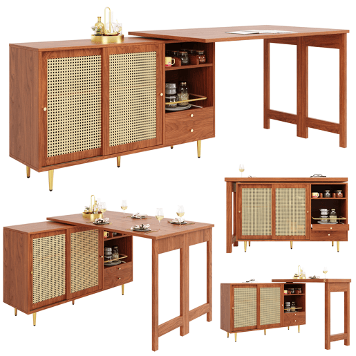 Mesa de bar extensível giratória de mdf,castanho