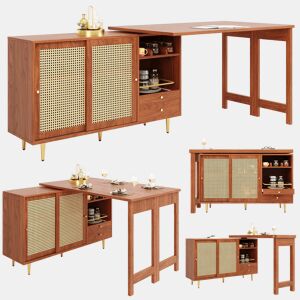 Mesa de bar extensível giratória de mdf,castanho