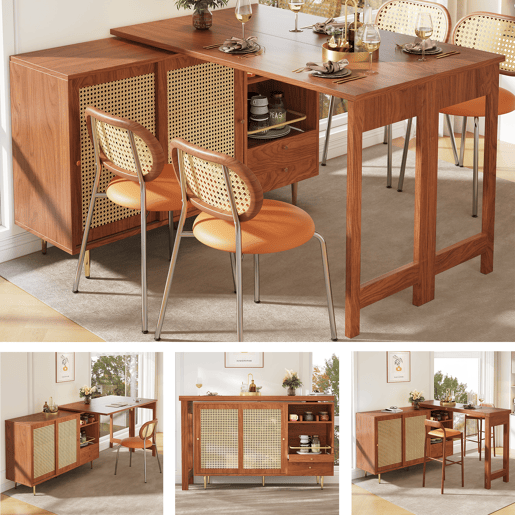 Mesa de bar extensível giratória de mdf,castanho