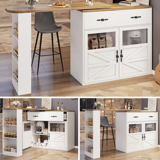 Mesa de bar extensível giratória de mdf,branco