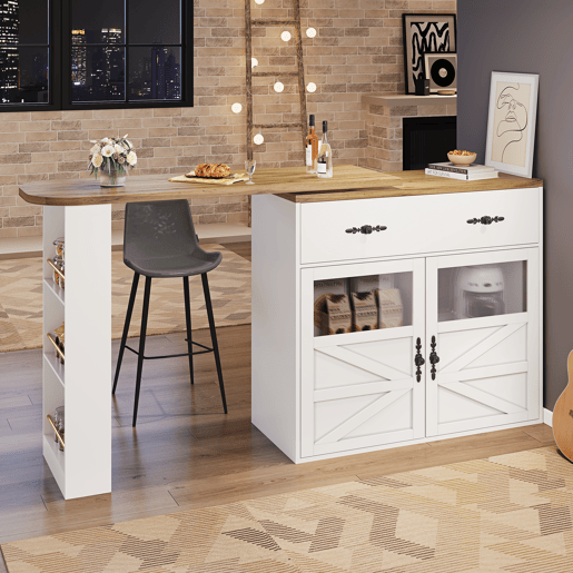 Mesa de bar extensível giratória de mdf,branco