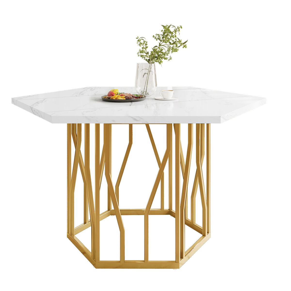 Mesa de comedor fija hexagonal 115x100