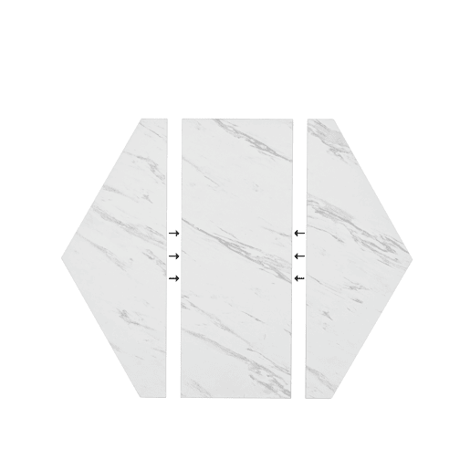 Mesa de jantar fixa hexagonal 115,5 cm de mdf,branco+dourado