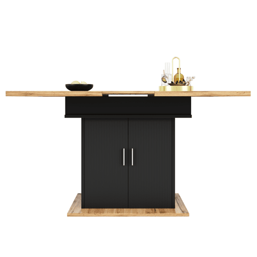 Mesa de jantar extensível retangular 110-140máx cm de mdf,natural+preto Mesa de jantar extensível retangular 110-140máx cm de mdf,natural+preto