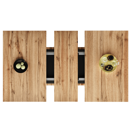 Mesa de jantar extensível retangular 110-140máx cm de mdf,natural+preto Mesa de jantar extensível retangular 110-140máx cm de mdf,natural+preto
