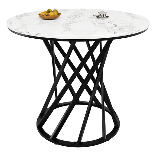 Mesa de jantar fixa redonda 80 cm de mdf,branco+preto