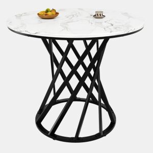 Mesa de jantar fixa redonda 80 cm de mdf,branco+preto