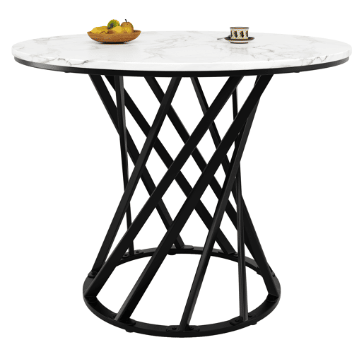 Mesa de jantar fixa redonda 80 cm de mdf,branco+preto