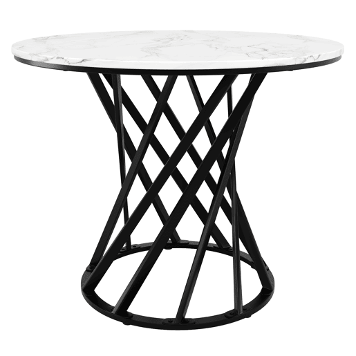 Mesa de jantar fixa redonda 80 cm de mdf,branco+preto