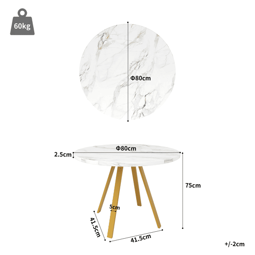 Mesa de jantar fixa redonda 80 cm de mdf,branco