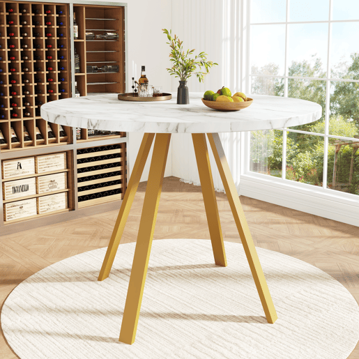 Mesa de jantar fixa redonda 80 cm de mdf,branco