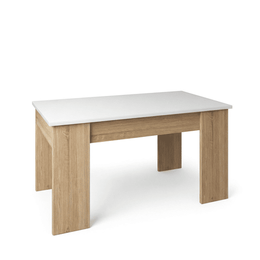 Mesa de centro elevável Norak Roble Canadian - Blanco Artik (Blanco Mate) 90 x 43,5 x 50 cm