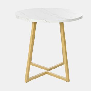 Mesa de jantar fixa redonda 80 cm de mdf,branco+dourado