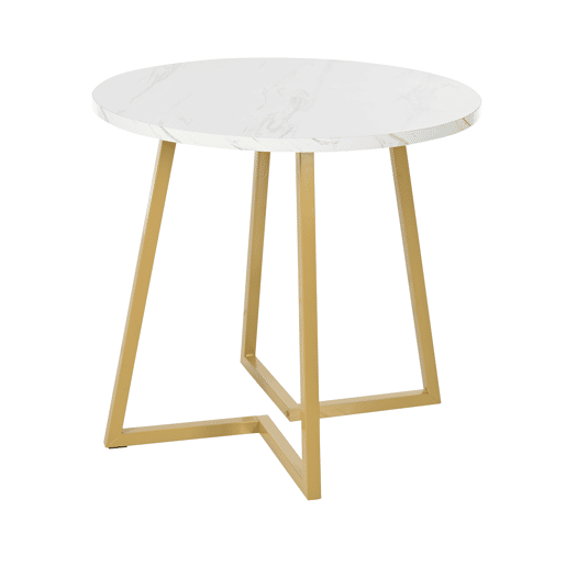 Mesa de jantar fixa redonda 80 cm de mdf,branco+dourado