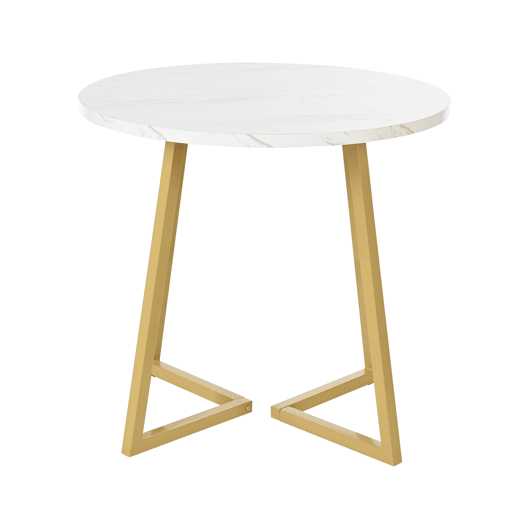 Mesa de jantar fixa redonda 80 cm de mdf,branco+dourado
