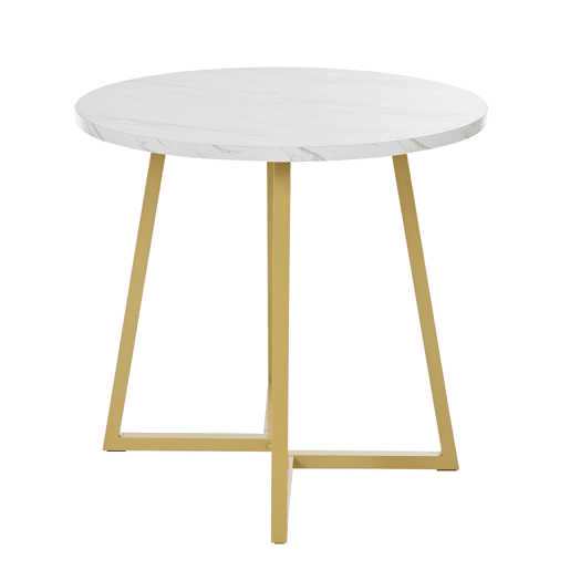 Mesa de jantar fixa redonda 80 cm de mdf,branco+dourado