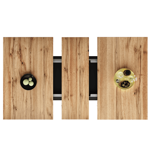 Mesa de jantar extensível retangular 110-140máx cm de mdf,natural+preto