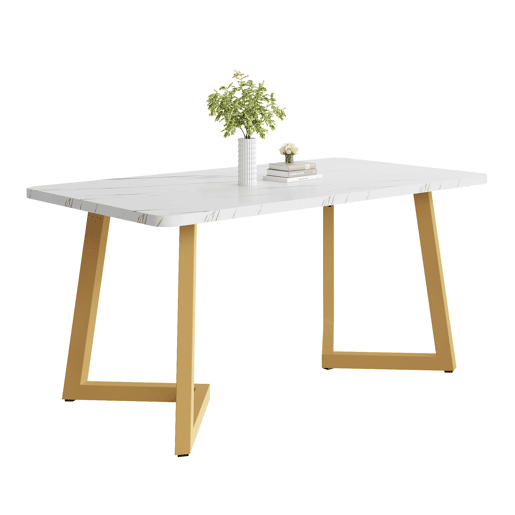 Mesa de jantar fixa retangular 117 cm de mdf,branco+dourado Mesa de jantar fixa retangular 117 cm de mdf,branco+dourado