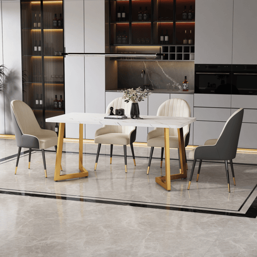 Mesa de jantar fixa retangular 117 cm de mdf,branco+dourado Mesa de jantar fixa retangular 117 cm de mdf,branco+dourado