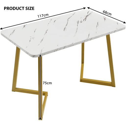 Mesa de jantar fixa retangular 117 cm de mdf,branco+dourado Mesa de jantar fixa retangular 117 cm de mdf,branco+dourado