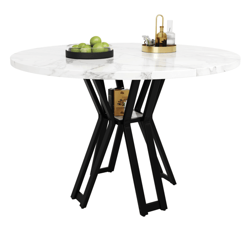 Mesa de jantar fixa redonda 100 cm de mdf,branco+preto