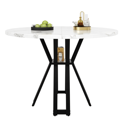 Mesa de jantar fixa redonda 100 cm de mdf,branco+preto
