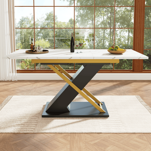 Mesa de jantar extensível retangular 120-160máx cm de mdf,branco+preto Mesa de jantar extensível retangular 120-160máx cm de mdf,branco+preto