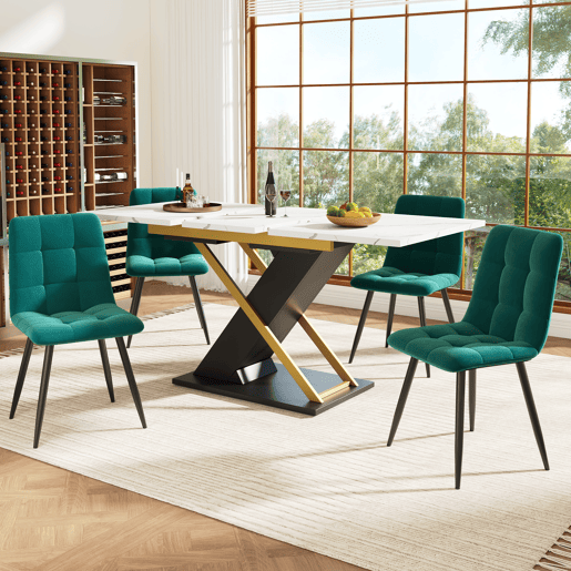 Mesa de jantar extensível retangular 120-160máx cm de mdf,branco+preto Mesa de jantar extensível retangular 120-160máx cm de mdf,branco+preto