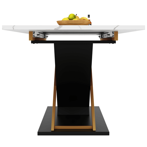 Mesa de jantar extensível retangular 120-160máx cm de mdf,branco+preto Mesa de jantar extensível retangular 120-160máx cm de mdf,branco+preto