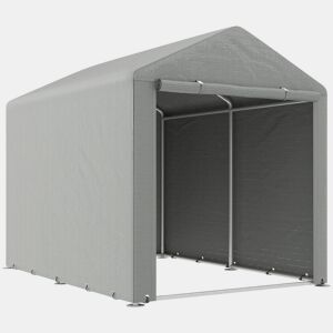 Outsunny Abrigo para Ferramentas Bicicletas e Motos 1,6x2,2x1,7 cm Garagem Portátil com 2 Habitações Porta com Fecho de Correr Impermeável Anti-UV para Jardim Cinza Claro