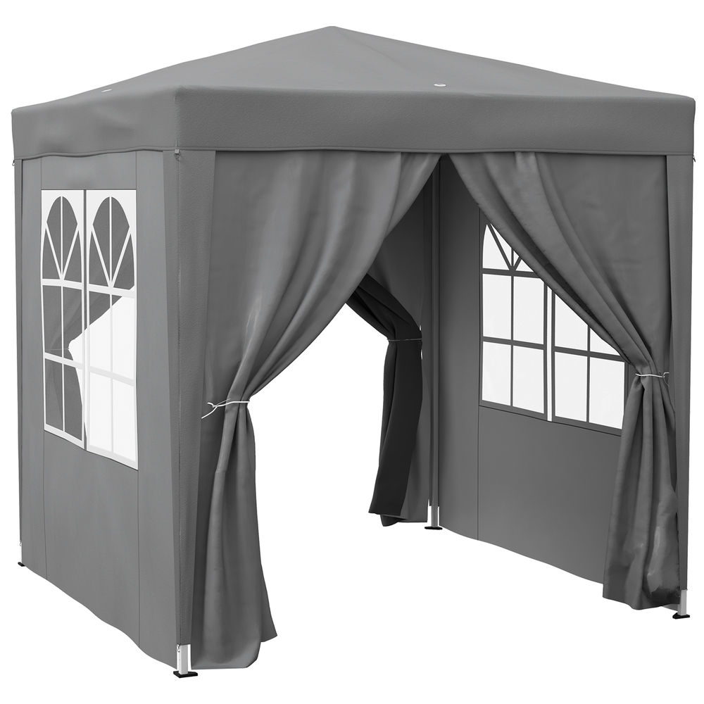 Outsunny carpa plegable pop-up gazebo 2x2 m cenador plegable con 4 paredes laterales anti-uv y bolsa de transporte para camping fiestas gris