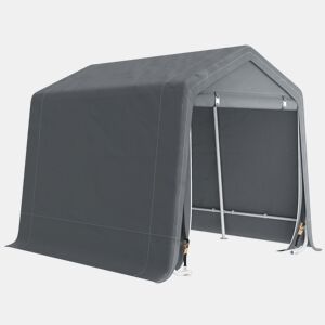 Outsunny Tenda de Jardim Exterior para Ferramentas e Bicicletas, 2,4x2x2 m, Abrigo Exterior com Estrutura Metálica, 2 Portas Enroláveis com Fecho, Impermeável, Anti-UV, Garagem Portátil, Cinzento