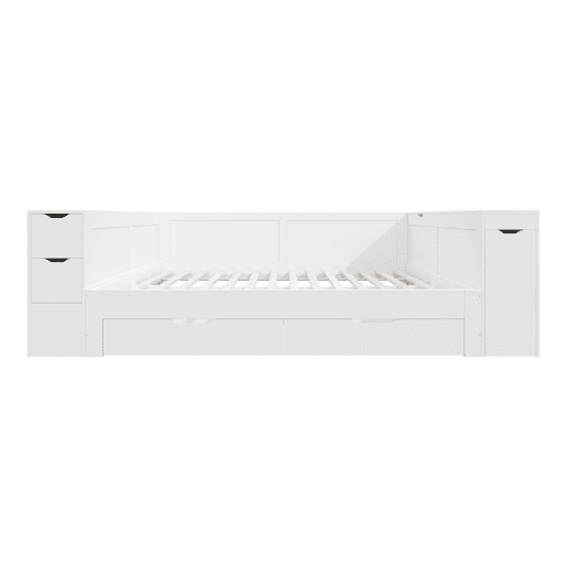 Cama infantil 140x200 - multifuncional com arrumação, gavetas e prateleiras - branco