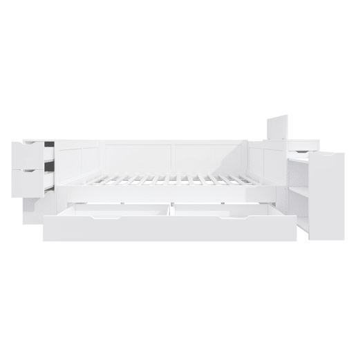 Cama infantil 140x200 - multifuncional com arrumação, gavetas e prateleiras - branco