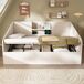 Sofá cama individual de madera maciza con almacenaje Sofá cama individual de madera maciza con almacenaje Blanco