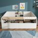 Sofá cama individual de madera maciza con almacenaje Sofá cama individual de madera maciza con almacenaje Blanco