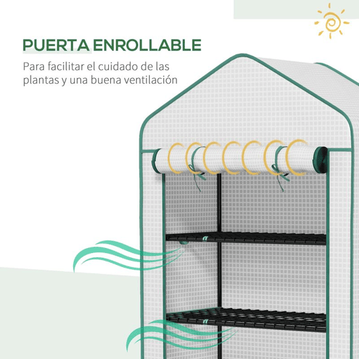 Outsunny Estufa de Jardim de 5 Prateleiras Estufa Resistente com 1 Porta com Fecho de Correr Anti-UV Desenho Alargado e Prateleiras para Cultivo de Plantas em Terraço Pátio 90x49x193 cm Branco