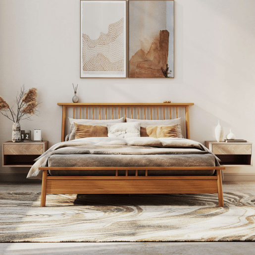 HOMCOM Conjunto de 2 Mesas de Cabeceira Suspensas, Mesas de Cabeceira com Gaveta e Prateleira Aberta, para Quarto, Sala, 37x32x21 cm, Natural